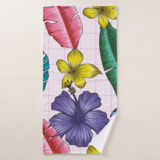 Nahtlose Blumenmuster mit Blätter. tropischer Rück Badehandtuch