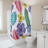 Nahtlose Blumenmuster mit Blätter. tropischer Rück Duschvorhang (Beispiel)