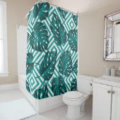 Nahtlose Blumenmuster mit Blätter. tropischer Rück Duschvorhang (Beispiel)