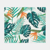 Nahtlose Blumenmuster mit Blätter. tropischer Rück Fleecedecke (Vorderseite (Horizontal))