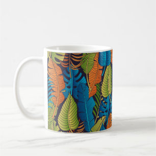 Nahtlose Blumenmuster mit Blätter. tropischer Rück Kaffeetasse