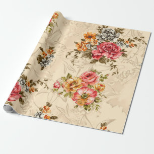 Nahtlose Blumenmuster mit Blume und Creme ba Geschenkpapier