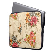 Nahtlose Blumenmuster mit Blume und Creme ba Laptopschutzhülle (Vorderseite Links)