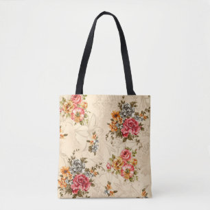 Nahtlose Blumenmuster mit Blume und Creme ba Tasche