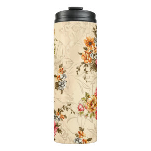 Nahtlose Blumenmuster mit Blume und Creme ba Thermosbecher