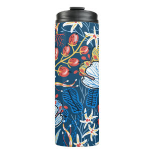 nahtlose Blumenmuster mit exotischen Blume und p Thermosbecher