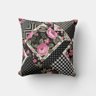 nahtlose Blumenmuster mit geometrischer Struktur Kissen