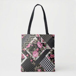 nahtlose Blumenmuster mit geometrischer Struktur Tasche