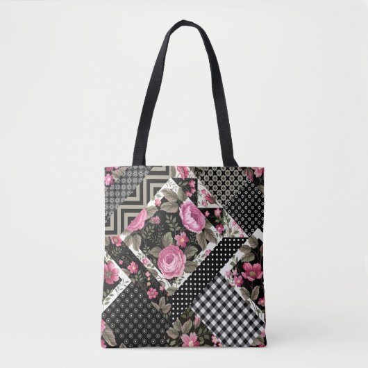 nahtlose Blumenmuster mit geometrischer Struktur Tasche (Vorderseite)