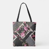 nahtlose Blumenmuster mit geometrischer Struktur Tasche (Rückseite)