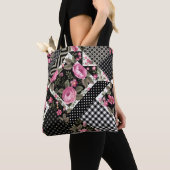 nahtlose Blumenmuster mit geometrischer Struktur Tasche (Von Nahem)