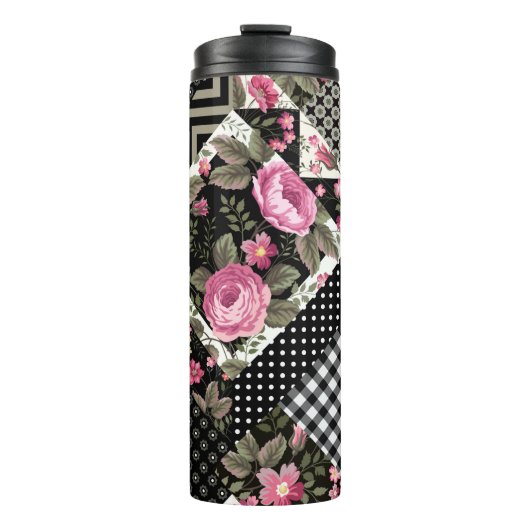 nahtlose Blumenmuster mit geometrischer Struktur Thermosbecher (Vorderseite)
