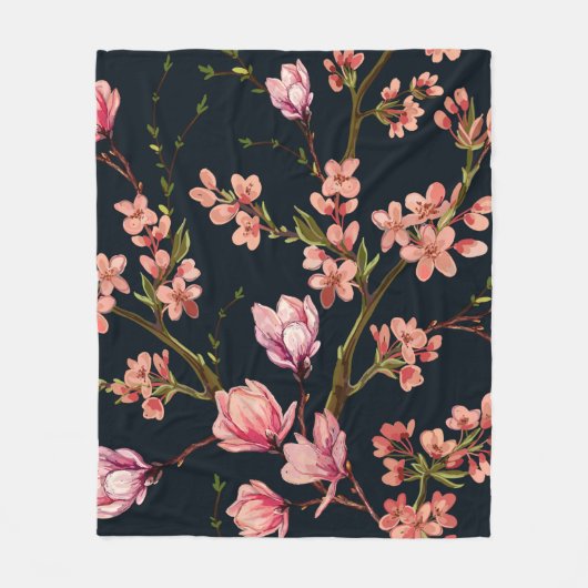 Nahtlose Blumenmuster mit handgezeichnetem Hinterg Fleecedecke (Vorderseite)