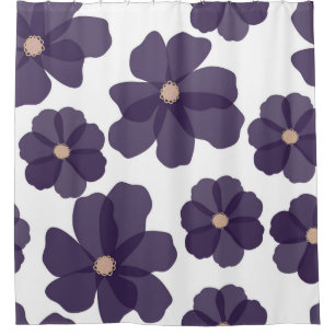 Nahtlose Blumenmuster mit handgezeichneten lila Co Duschvorhang