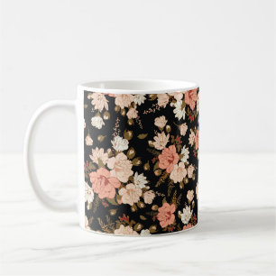 Nahtlose Blumenmuster mit Hibiskus. Rücken Kaffeetasse