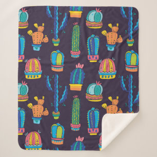 Nahtlose Blumenmuster mit niedlichen Kakteen Sherpadecke