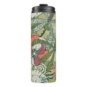 Nahtlose Blumenmuster mit niedlichen Pflanze. Hint Thermosbecher