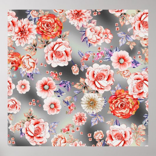 Nahtlose Blumenmuster mit niedlicher Blume T Poster (Vorne)