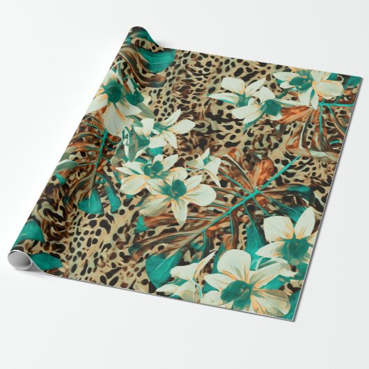 Nahtlose Blumenmuster mit Orchideen Geschenkpapier (Ungerollt)