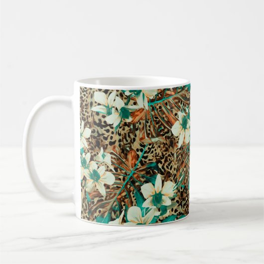 Nahtlose Blumenmuster mit Orchideen Kaffeetasse (Links)