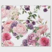 Nahtlose Blumenmuster mit Rose, Aquarell. Geschenkpapier (Flach)