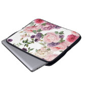 Nahtlose Blumenmuster mit Rose, Aquarell. Laptopschutzhülle (Vorne Knopf)