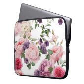 Nahtlose Blumenmuster mit Rose, Aquarell. Laptopschutzhülle (Vorderseite Links)