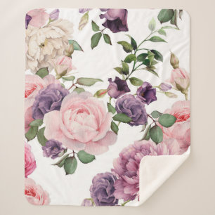 Nahtlose Blumenmuster mit Rose, Aquarell. Sherpadecke