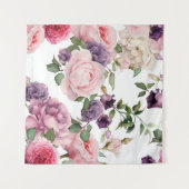 Nahtlose Blumenmuster mit Rose, Aquarell. Wandteppich (Vorderseite (Horizontal))