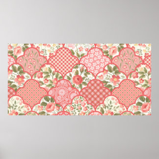 Nahtlose Blumenmuster mit Rose in PA Poster