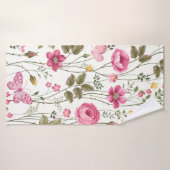 Nahtlose Blumenmuster mit Rose und Schmetterling Badehandtuch (Badehandtuch)