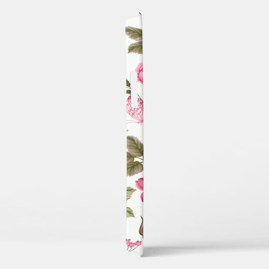 Nahtlose Blumenmuster mit Rose und Schmetterling Case-Mate iPhone Hülle (Rückseite / Rechts)