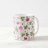 Nahtlose Blumenmuster mit Rose und Schmetterling Kaffeetasse (VorderseiteRechts)