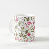 Nahtlose Blumenmuster mit Rose und Schmetterling Kaffeetasse (Vorderseite Links)