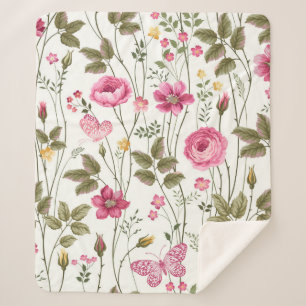 Nahtlose Blumenmuster mit Rose und Schmetterling Sherpadecke