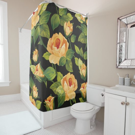 Nahtlose Blumenmuster mit schönen Rose Duschvorhang (Beispiel)