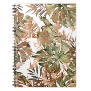 Nahtlose Blumenmuster mit tropischem und goldenem Notizblock