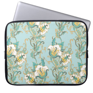 Nahtlose Blumenmuster mit weißen Baumwollblumen Laptopschutzhülle