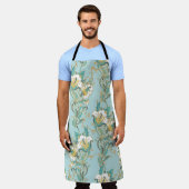 Nahtlose Blumenmuster mit weißen Baumwollblumen Schürze (Getragen)