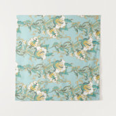 Nahtlose Blumenmuster mit weißen Baumwollblumen Wandteppich (Vorderseite (Horizontal))