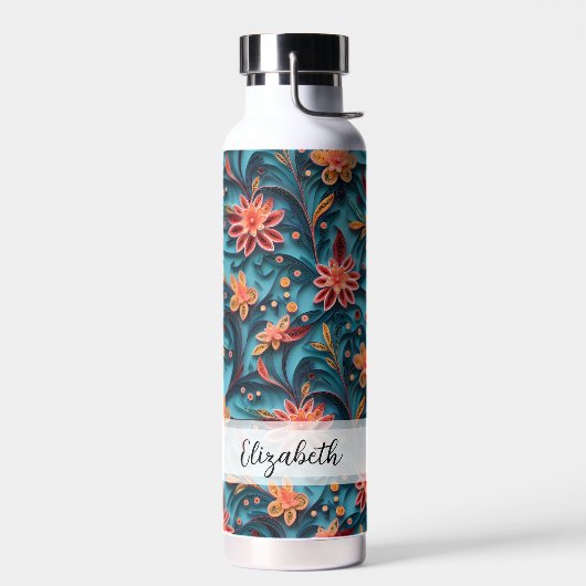 Nahtlose Blumenmuster Muster Name Wasser Flasche (Links)