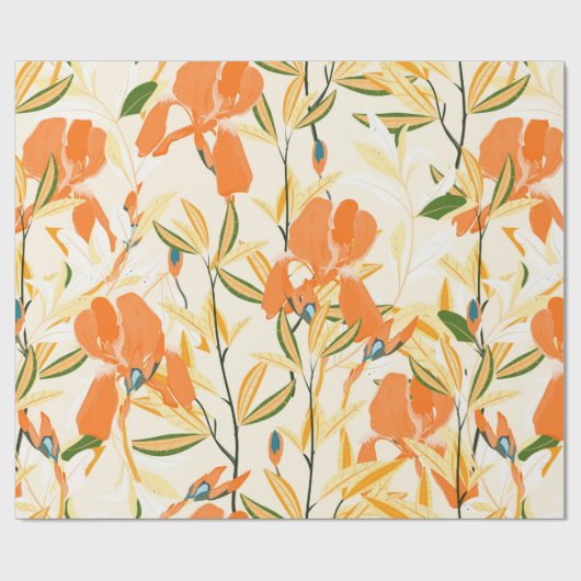 Nahtlose Blumenmuster. Orangeniris Geschenkpapier (Flach)