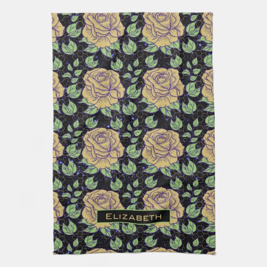 Nahtlose Blumenmuster personalisierte Blüte Geschirrtuch (Vertikal)