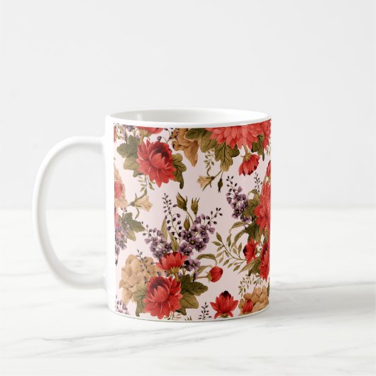 Nahtlose Blumenmuster Rose mit Chrysanthemum a Kaffeetasse (Links)