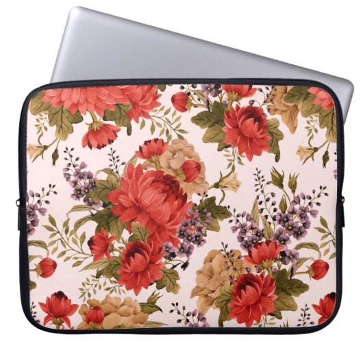 Nahtlose Blumenmuster Rose mit Chrysanthemum a Laptopschutzhülle (Vorderseite)