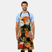 Nahtlose Blumenmuster. Rose und Lisianthus auf Schürze (Getragen)