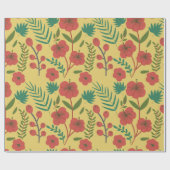 Nahtlose Blumenmuster, rot-gelb-grüne Blume Geschenkpapier (Flach)