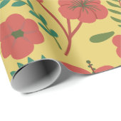 Nahtlose Blumenmuster, rot-gelb-grüne Blume Geschenkpapier (Rolleneckpunkt)