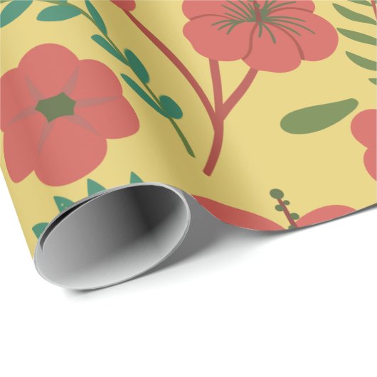 Nahtlose Blumenmuster, rot-gelb-grüne Blume Geschenkpapier (Rolleneckpunkt)