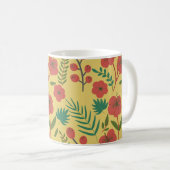 Nahtlose Blumenmuster, rot-gelb-grüne Blume Kaffeetasse (VorderseiteRechts)